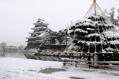雪つりと国宝松本城