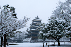 雪の国宝松本城