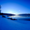 諏訪湖の蒼い朝