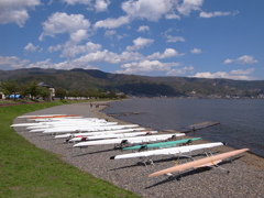 諏訪湖とボート