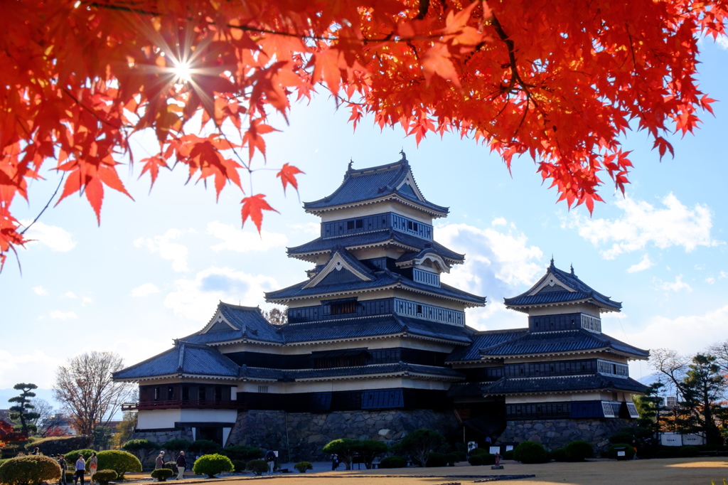 お城と紅葉