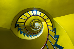 Yellow spiral staircase