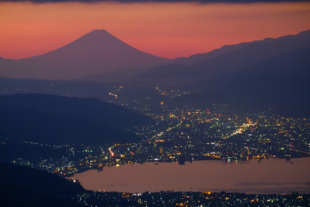 富士山と諏訪湖