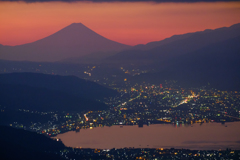 富士山と諏訪湖