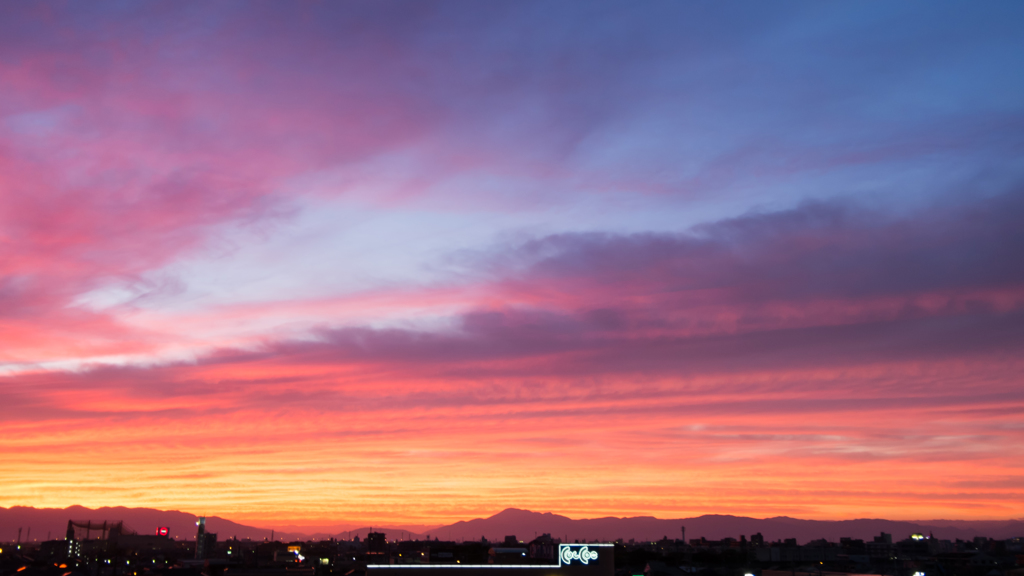 派手な夕焼け