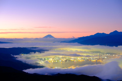 富士山と諏訪夜景