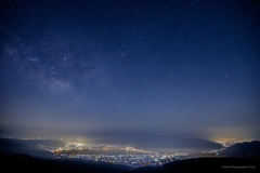 諏訪夜景と星空