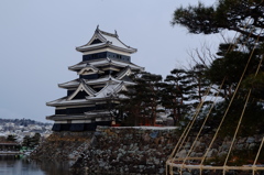 薄雪の松本城