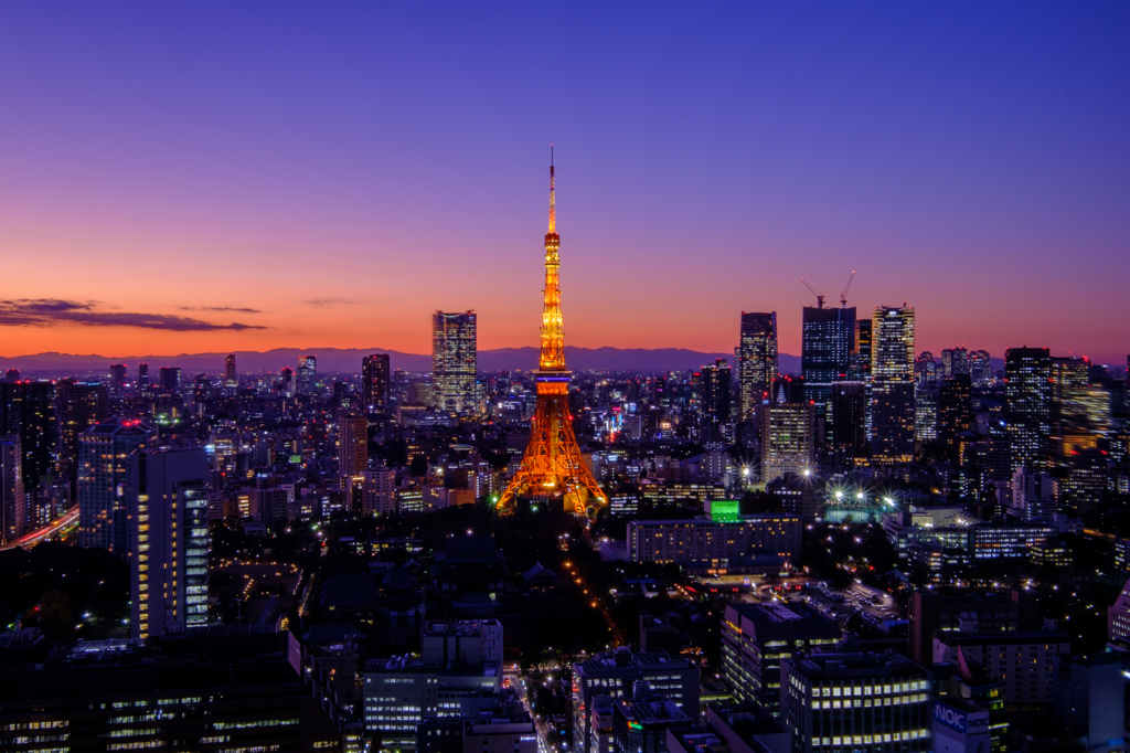 東京タワーと迫る夜