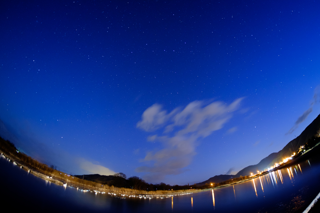 御宝田遊水池と星空