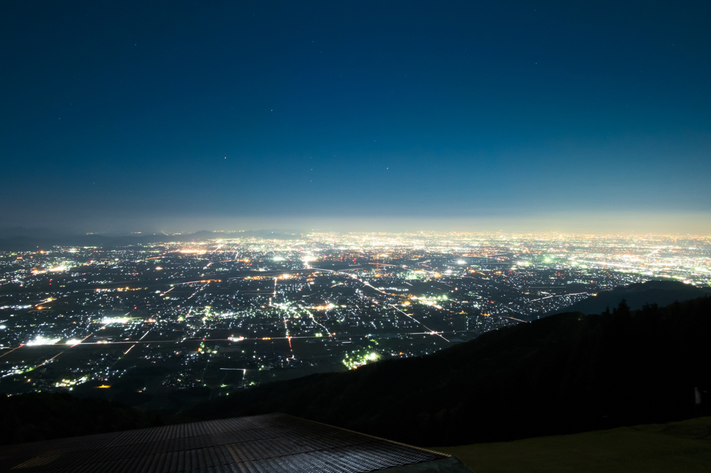 岐阜の夜景と登るオリオン