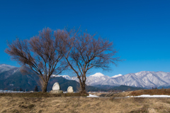 常念岳と道祖神