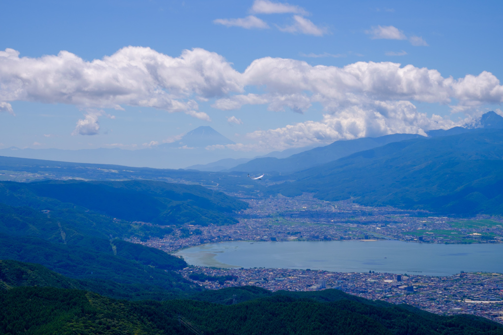 富士山、諏訪湖、グライダー