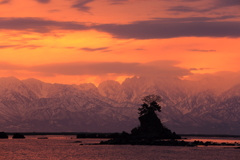 染まる立山連峰