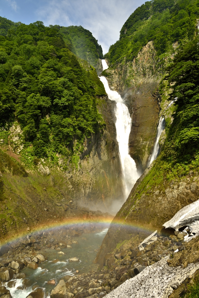称名滝にかかる虹