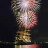 帆船海王丸と花火