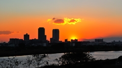 多摩川から見た夕暮れ