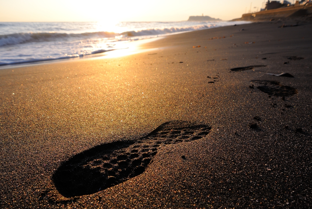 Footprints on the beach