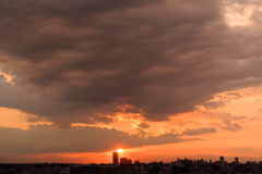 狭間からの夕日