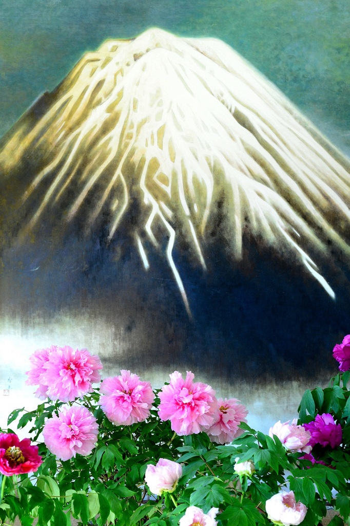 富士山と牡丹♪