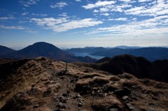 道標と男体山