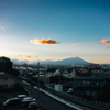 夕焼け秋空に岩手山
