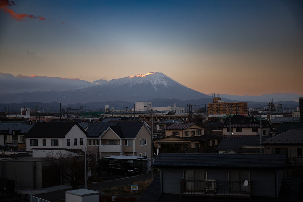 岩手山に夕陽