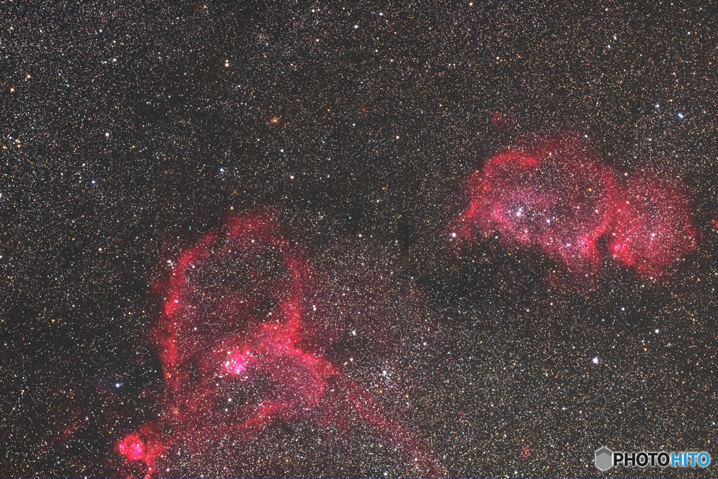 ハート、胎児星雲（IC1805＆1848）