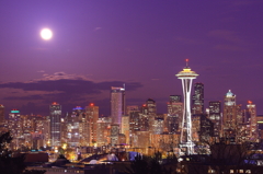 ダウンタウンシアトルの夜景＋SUPER MOON