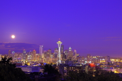 ダウンタウンシアトルの夜景＋SUPER MOON