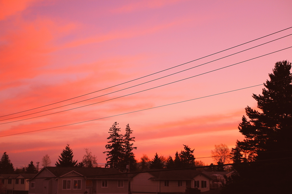 アパートからの夕日