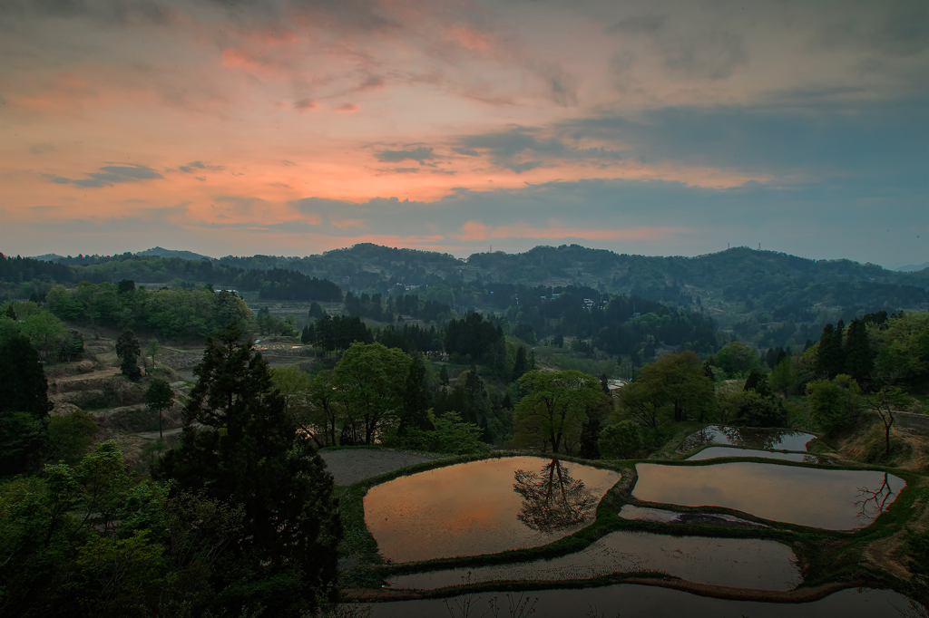 蒲生の棚田の夕焼け