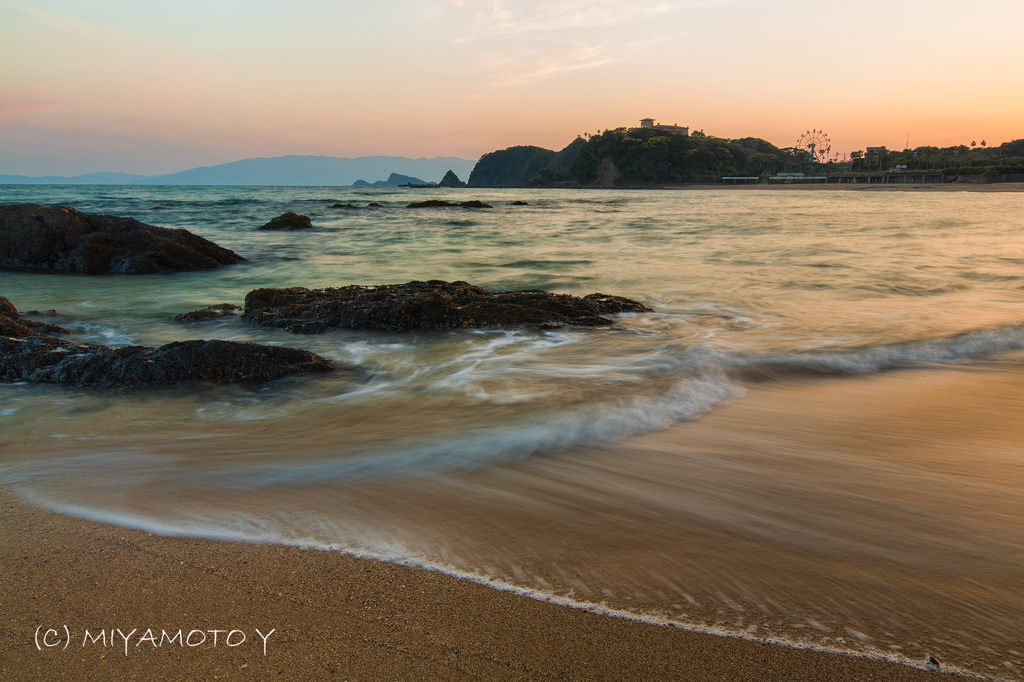 志布志市ダグリ岬海岸の夕景