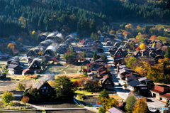 屋根から湯気