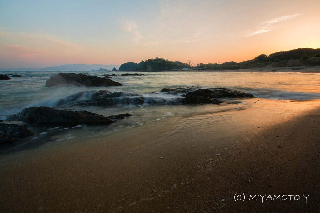 鹿児島県志布志市ダグリ岬海岸の夕景