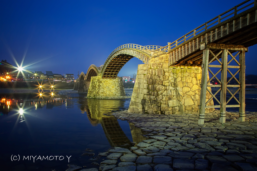 錦帯橋のライトアップ