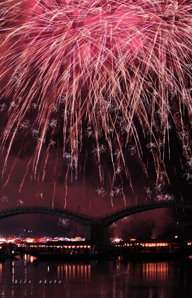 錦帯橋 花火・空いっぱい !