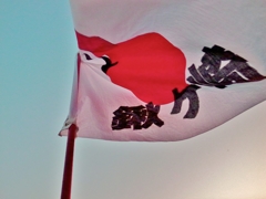 蛸の浜の橋の上の旗