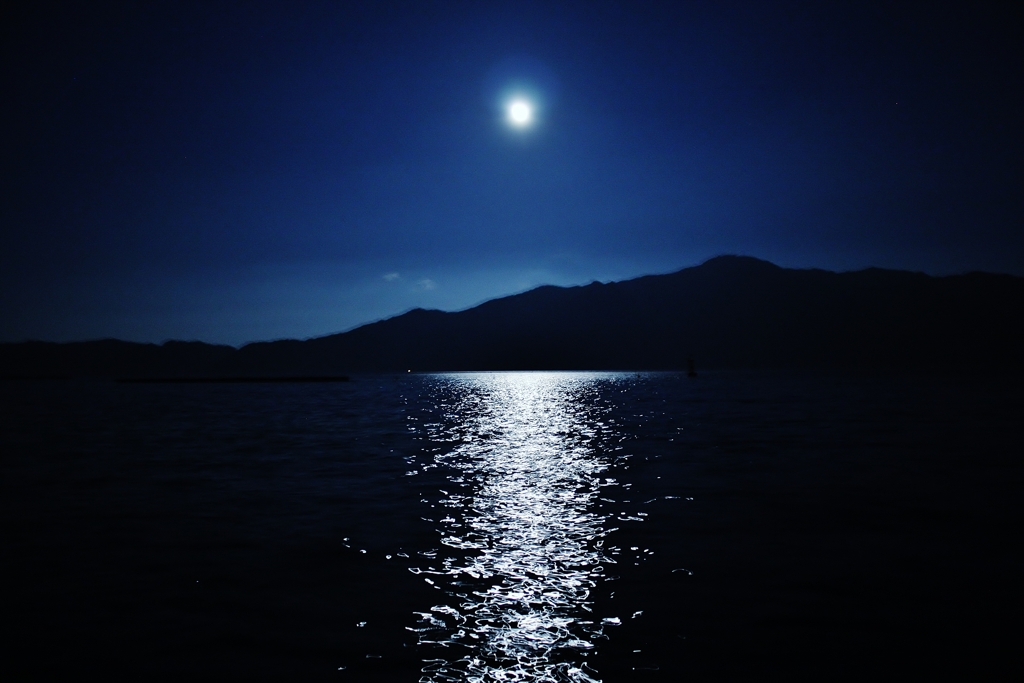 満月が照らす海