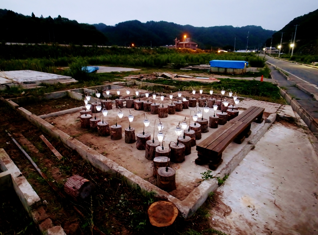 宮古市田老町の駅前のバス停留所