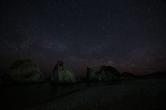 浄土ヶ浜と天の川と流れ星と