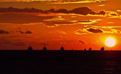 夕日に向かって