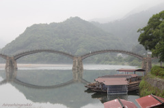 錦帯橋の朝雨