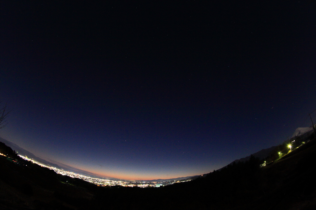 夜景と富士山