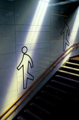 downstairs