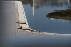 秋のプールサイド