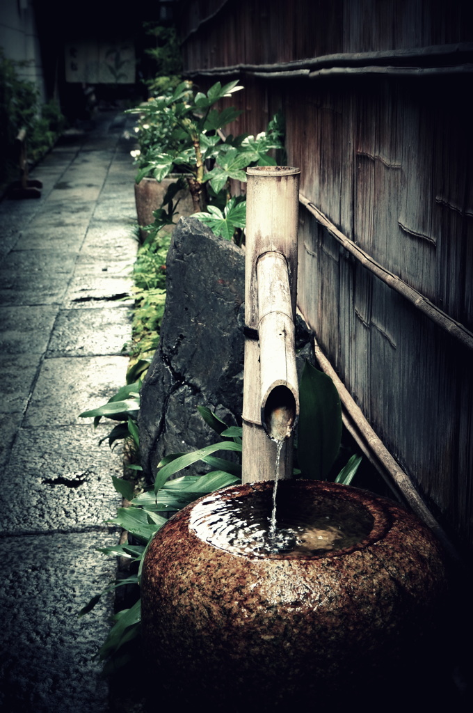 つくばいのある露地