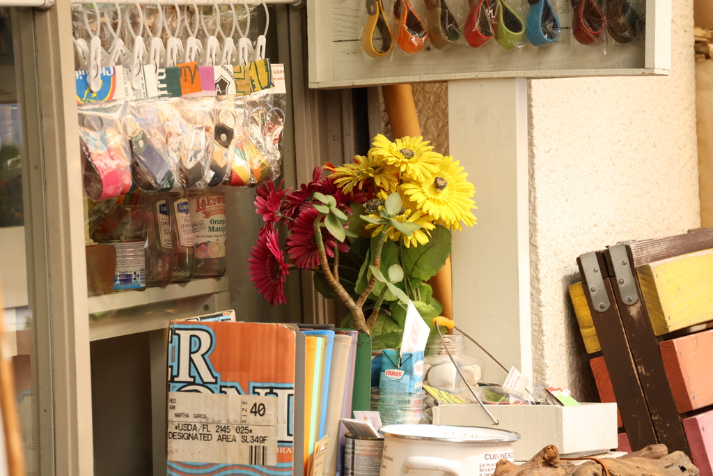 雑貨屋の店先