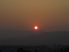 高台より望む京の夕日