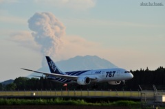 飛行機と桜島♪